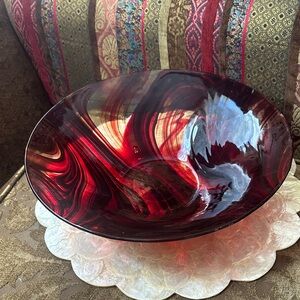 Elegant Ruby Glass Art Bowl